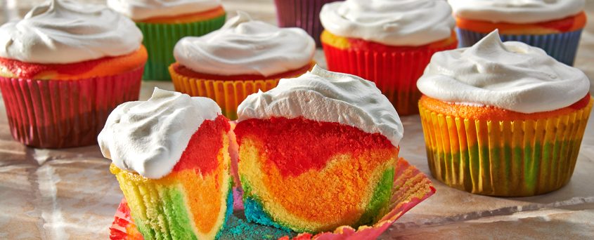 Sweet 'n Tart Rainbow Cupcakes