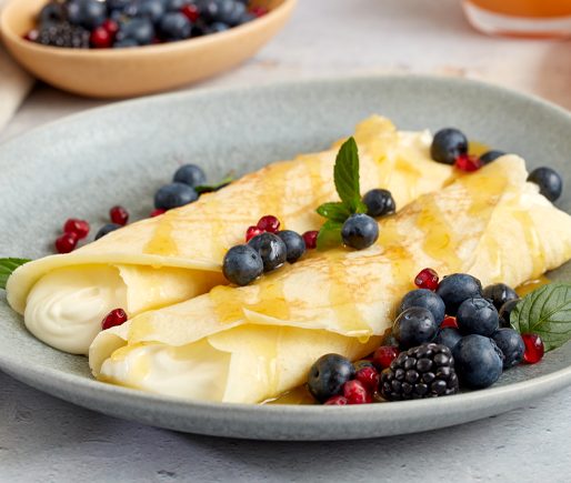 Orange Cream Cheese Crepes with Sauce